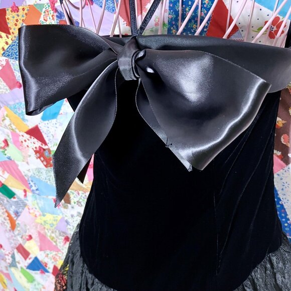 80s vintage dress  cocktail tiered ruffle big flower strapless prom - Picture 2 of 10